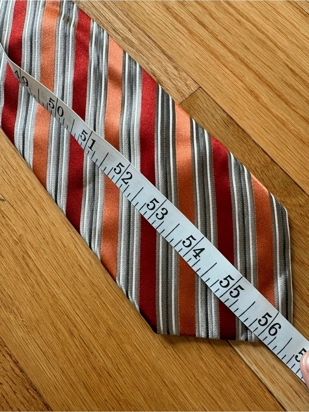 Geoffrey Beene 100% Silk Handmade Tie Rust Orange Striped Classic Width Necktie